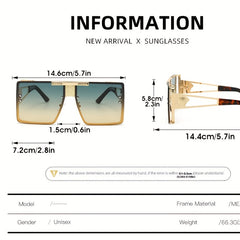 Men's Large Metal Frame UV Sunglasses with Case & Cloth