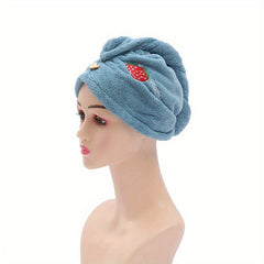 Strawberry Embroidered Hair Drying Towel Wrap