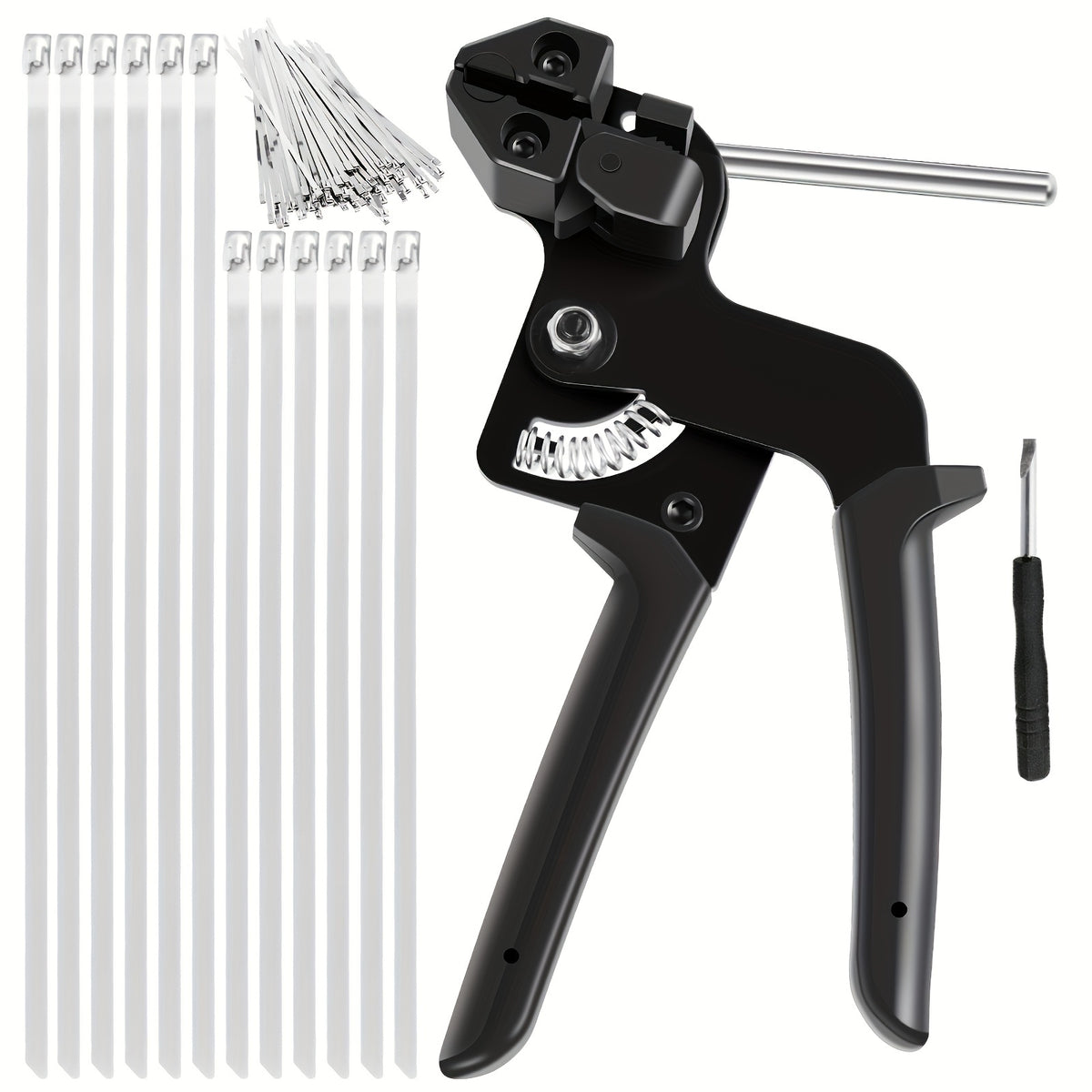 Cable Tie Cutter Tool Kit with 100 Metal Zip Ties