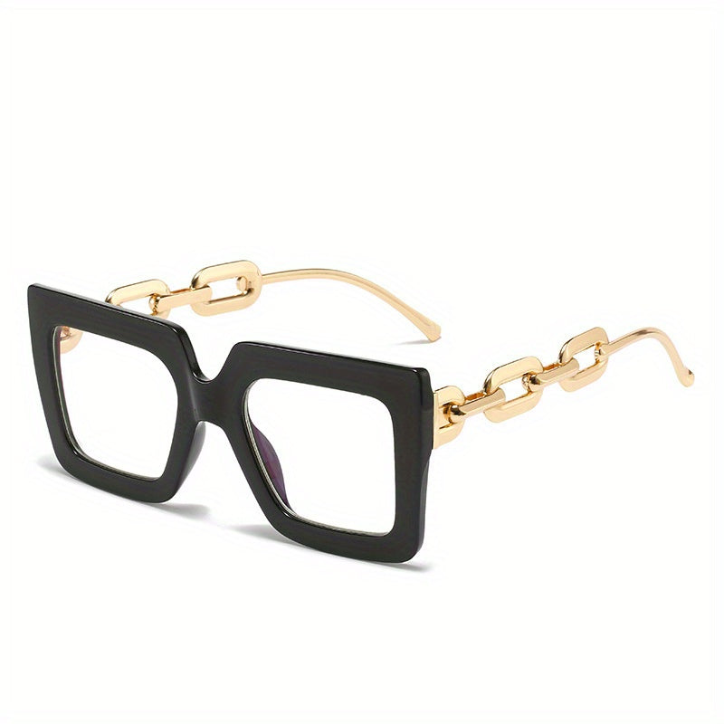 Y2K Block Chain Clear Lens Glasses Anti Light Reading Glasses