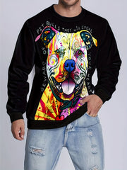 Animal Print Sweatshirt Men's Casual Graphic Crew Neck Pullover