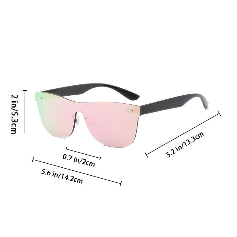 Oversize Rimless Sunglasses One Piece Mirror Colorful Lens UV400