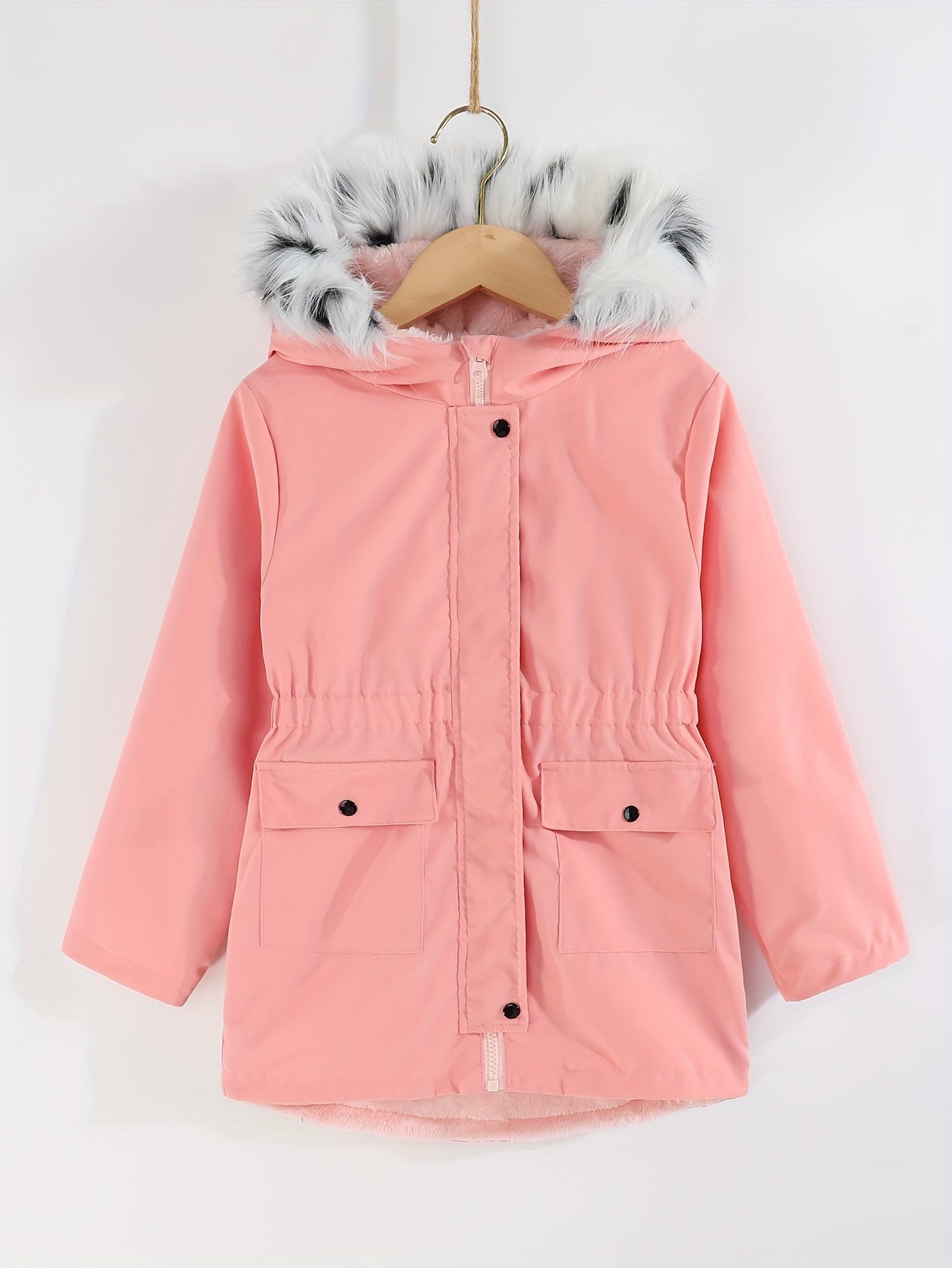 Toddler Girls Fleece Hooded Jacket Coat For Fall Winter