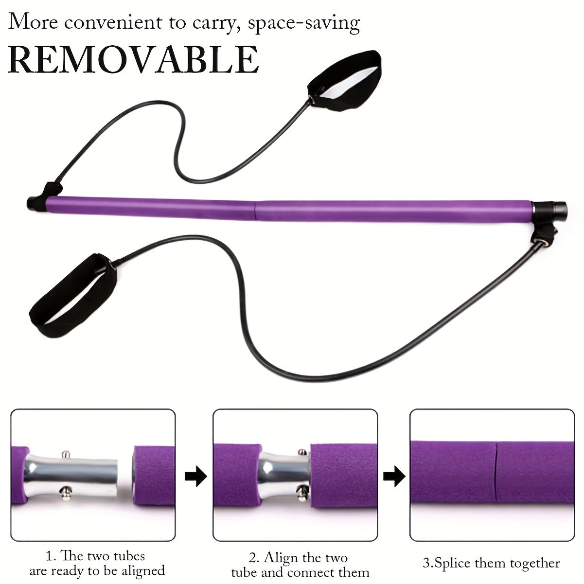 Portable Purple Pilates Stretching Sticks Kit