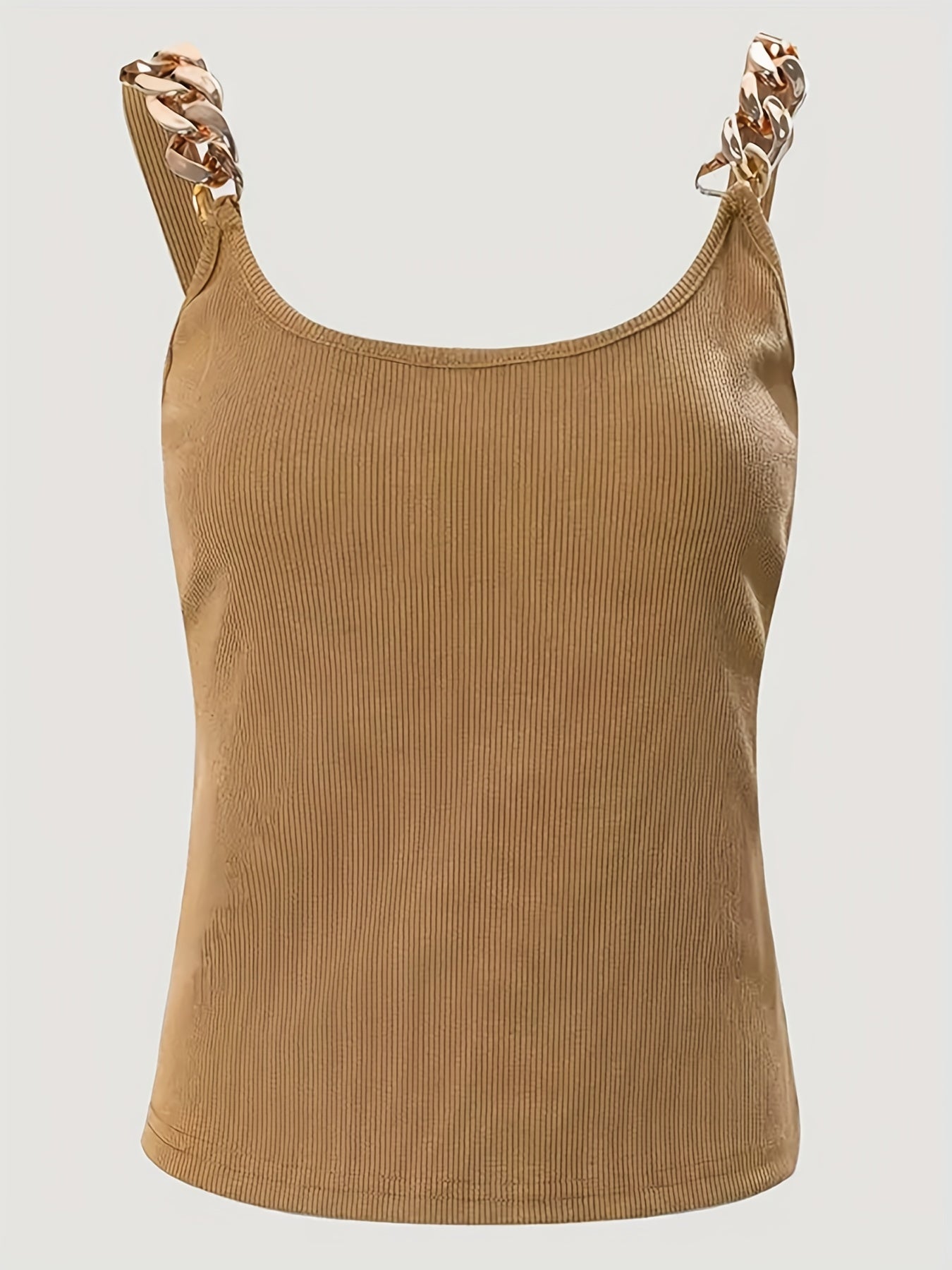  Ribbed Metal Decor Cami Top