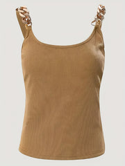  Ribbed Metal Decor Cami Top