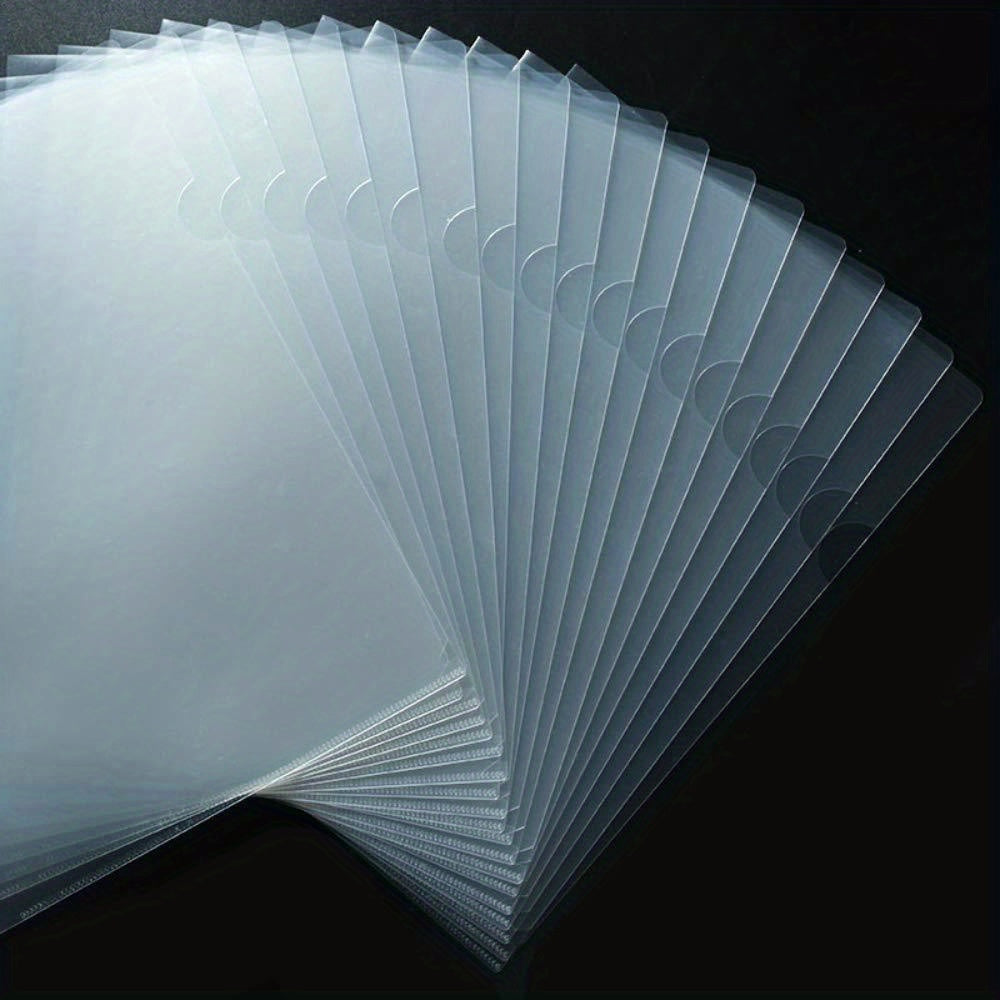 30pcs Transparent Document Folder A4 Letter Size L-shaped Plastic Pocket