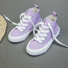 Girls Lace Up High Top Canvas Sneakers