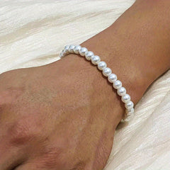 Adjustable Glass Bead Bracelet for Men 6mm Pearl Beads