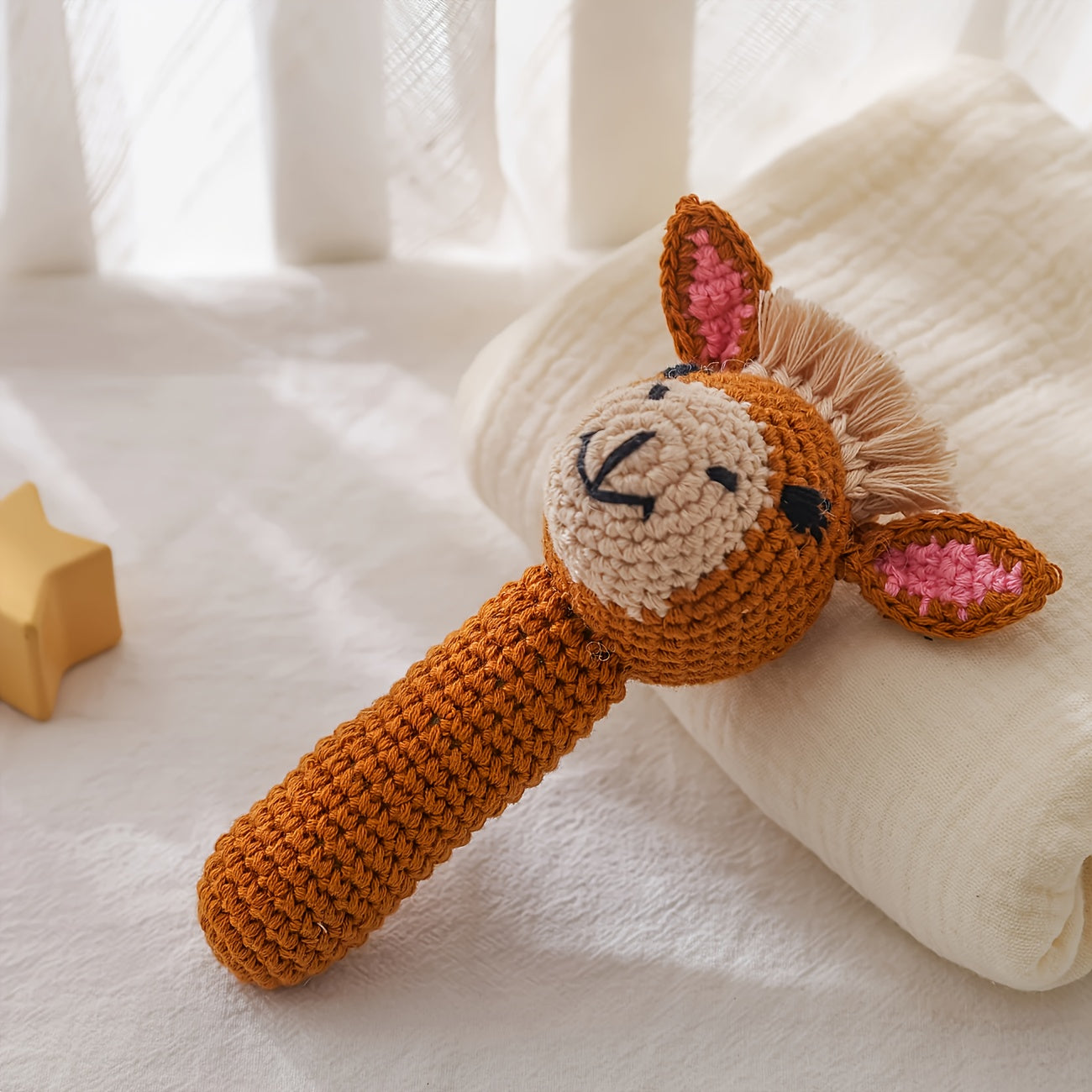 Crochet Giraffe Plush Toy with Bell Sensory Stimulation Gift