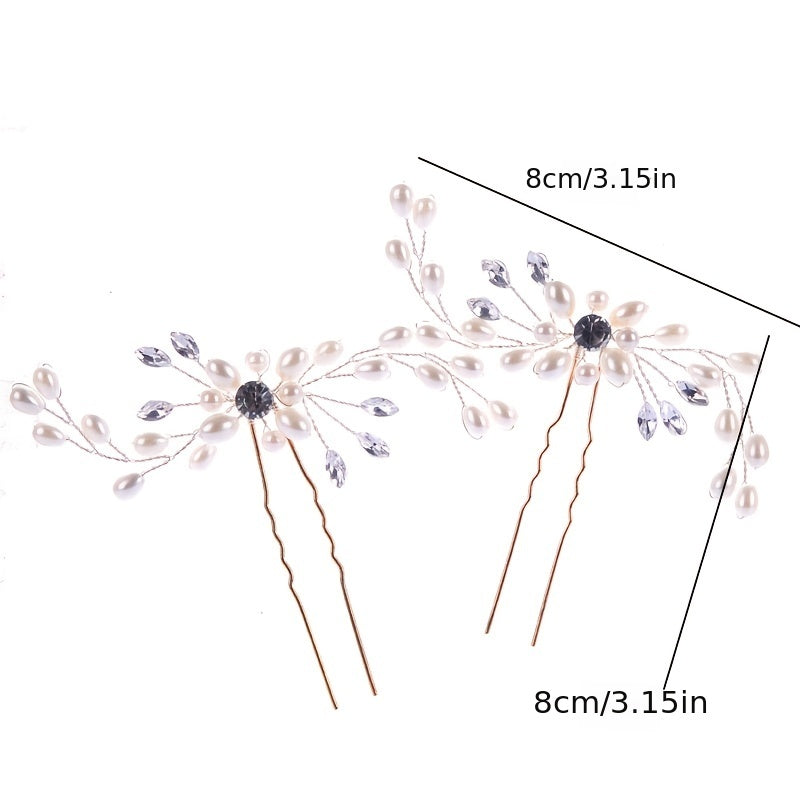 2pcs Pearl Crystal Hairpin Bridal Wedding Party Favor Decorations