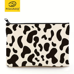 Cow Grain Printed Cosmetic Bag Travel Makeup Storage Toiletry Bag Holiday Gift
