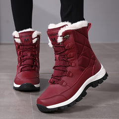 Women's Plush Lined Snow Boots Waterproof Thermal Lace Up Winter Outdoor Shoes