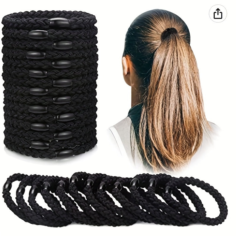 12pcs Elastic Hair Rope Braided Ponytail Hair Accessories Headband Hair Tie
