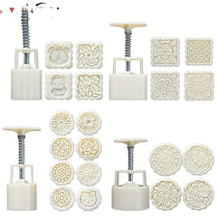 Moon Cake Mold 25-50g With 4-8 Stamp DIY Hand Press Cookie Stamps