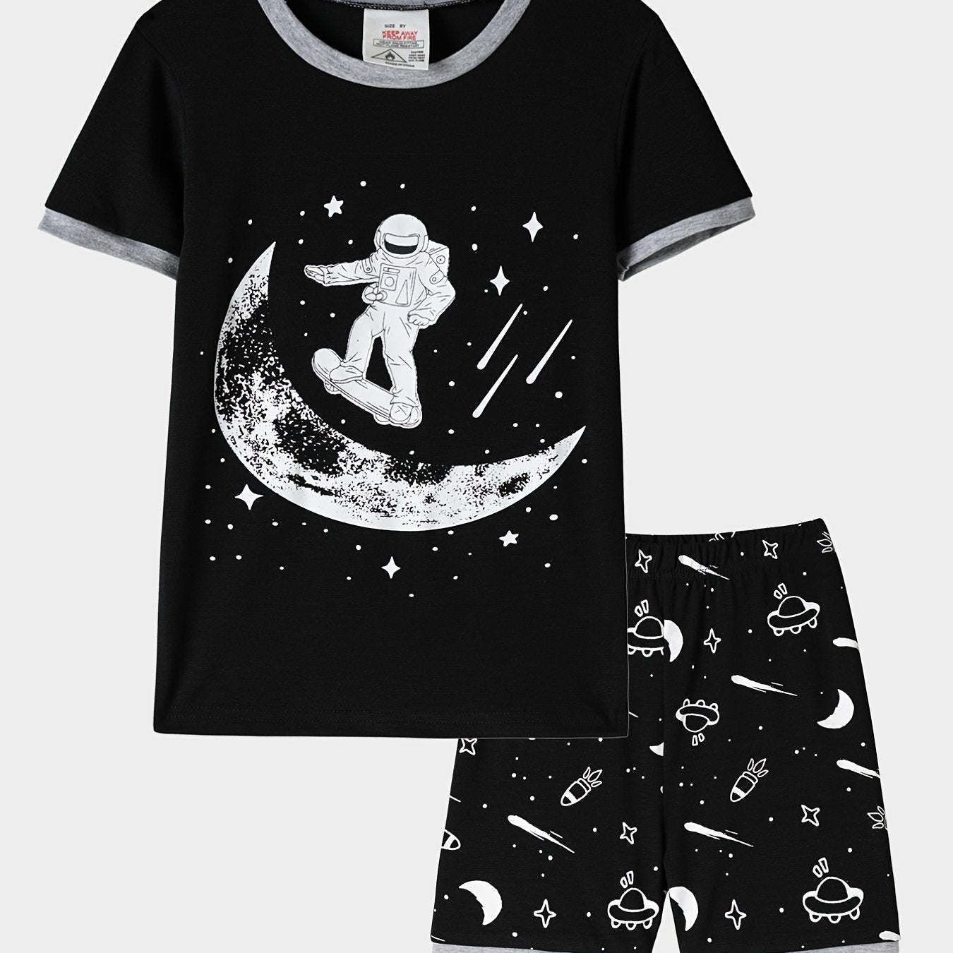 Boys Astronaut Skateboard Rocket Pajamas Set