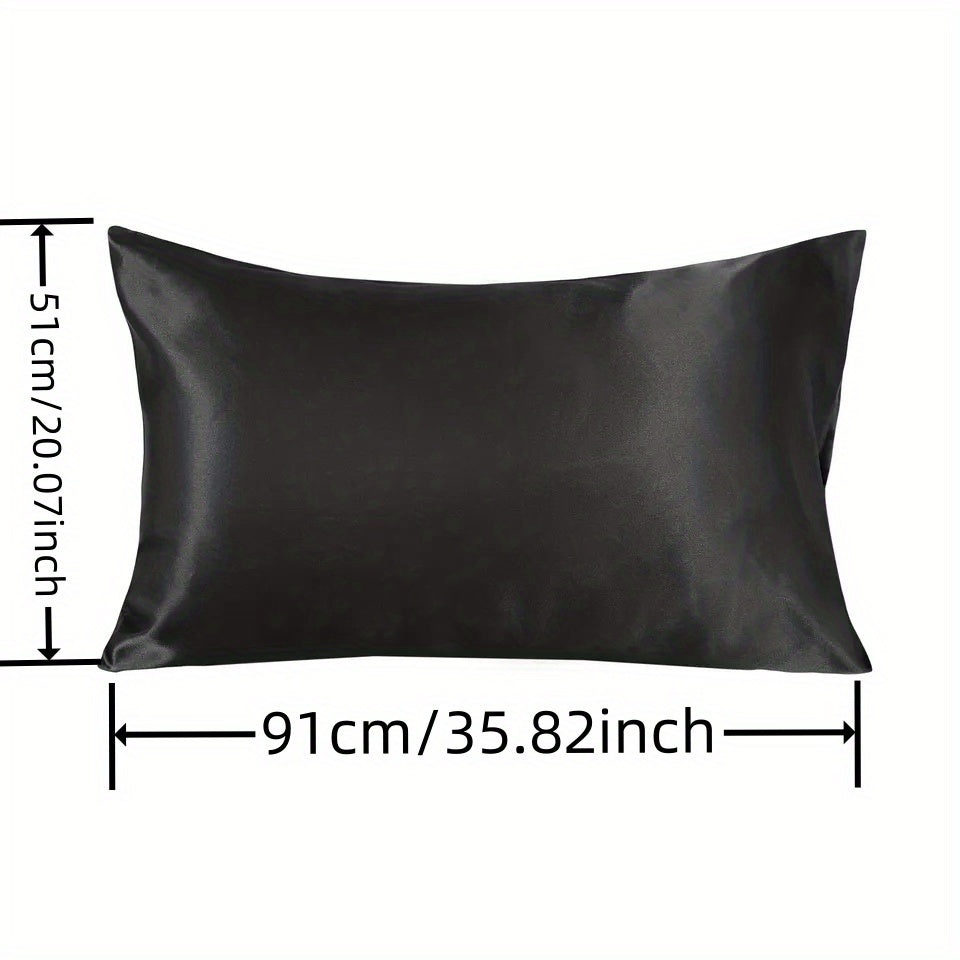 2 Pcs Solid Satin Pillowcases Envelope Closure All Seasons