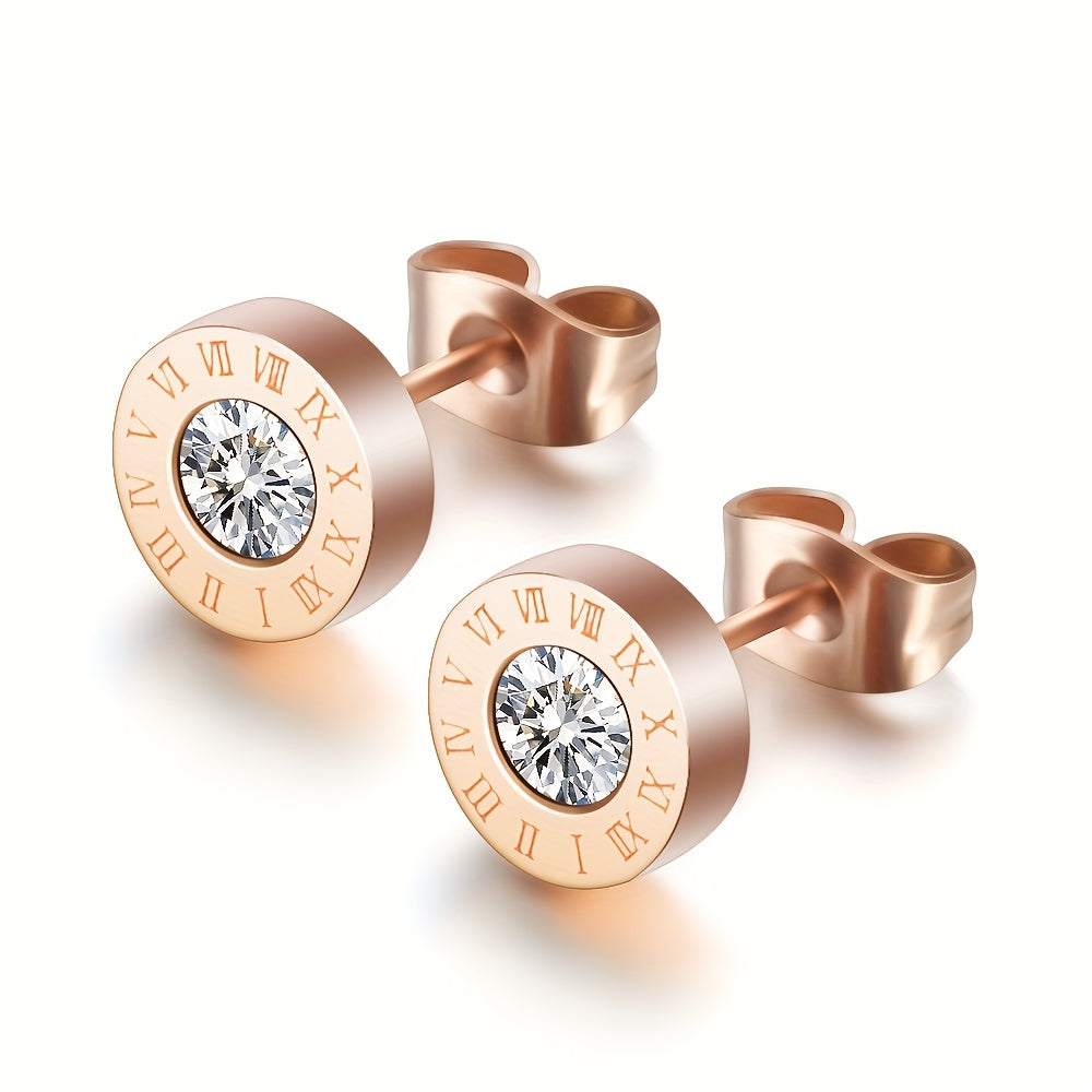 Stylish Round Zircon Earrings for Men