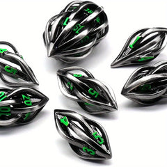 7pcs Metal Hollow Dice Set Polyhedral for Christmas & Halloween