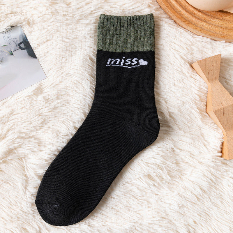 Women's Letter Pattern Colorblock Tube Socks