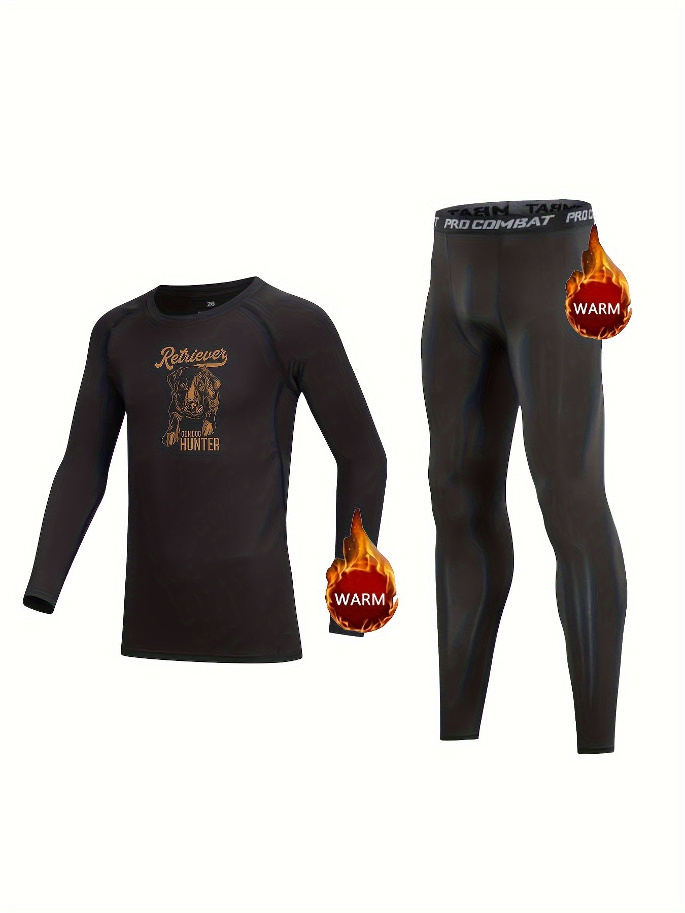 2pcs Kids Compression Fleece Sets Long Sleeve Pullover and Pants