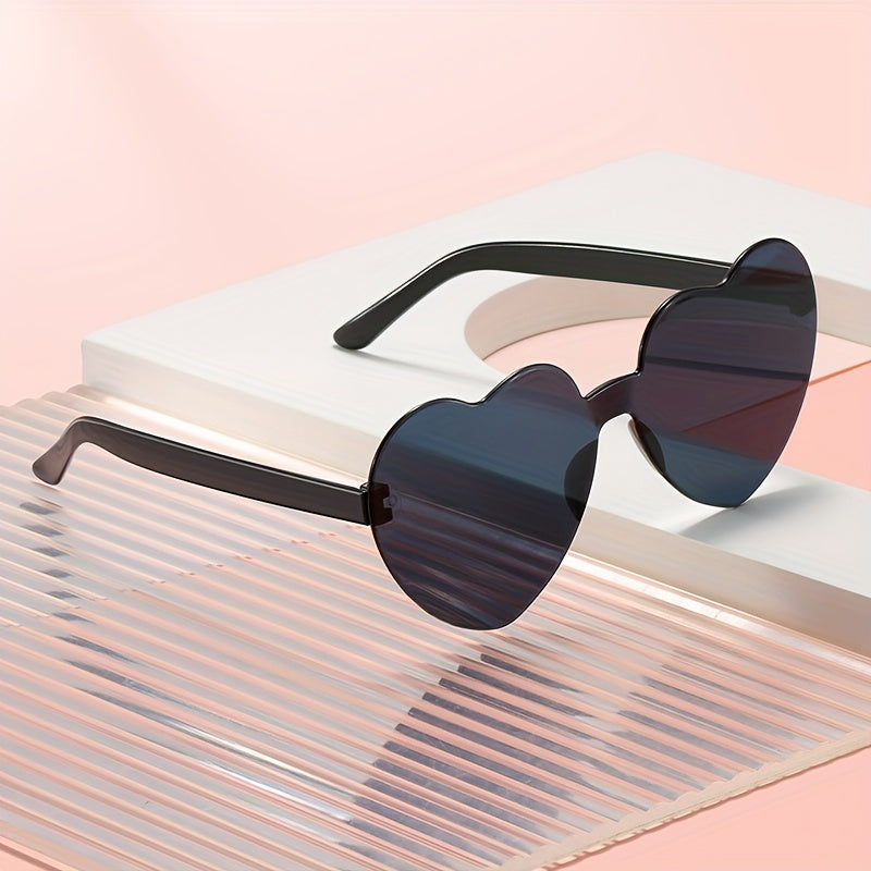 Y2K Heart Sunglasses for Women Men Party Beach Sun Shades