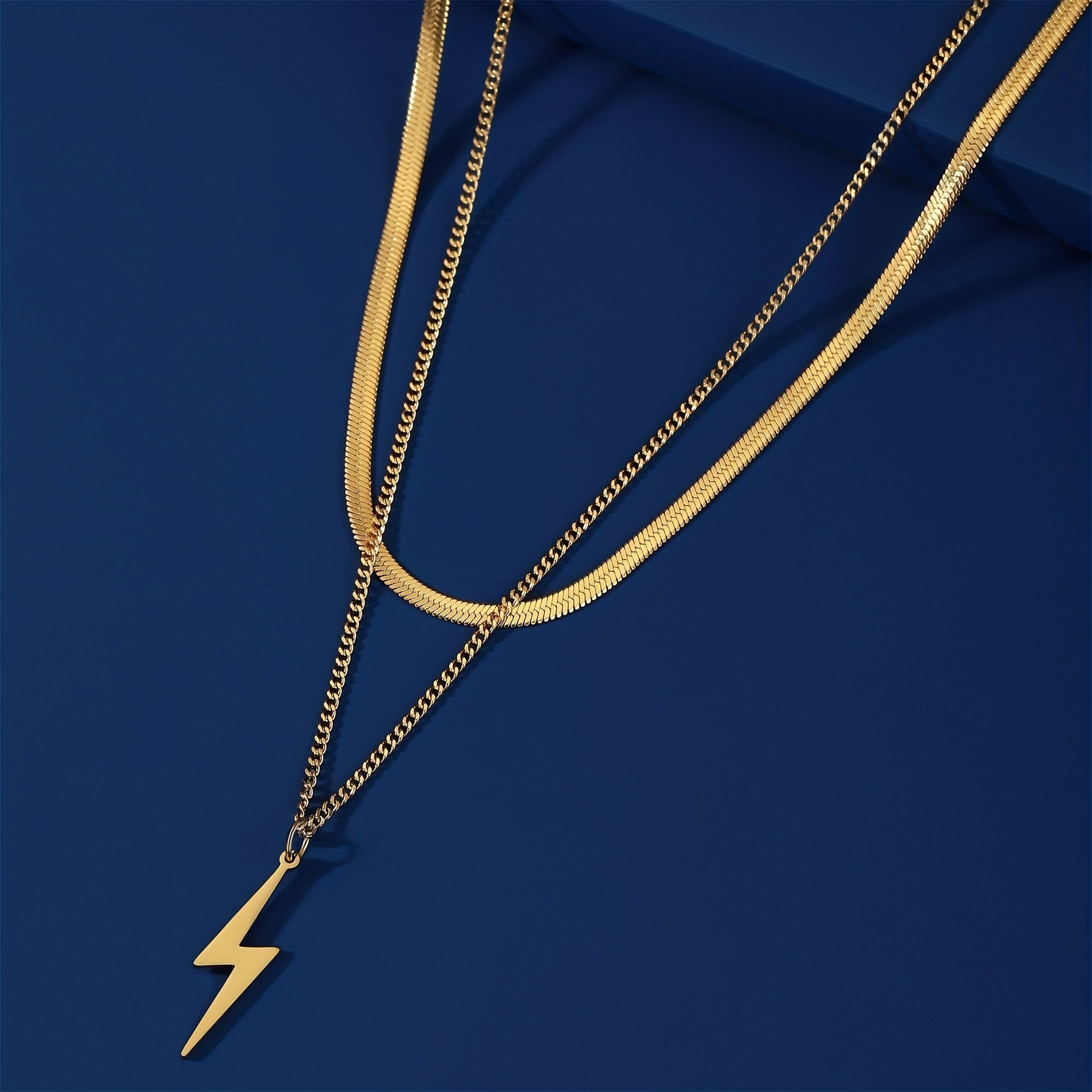 Silver Stainless Steel Lightning Pendant Men's Necklace