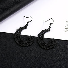 Bohemian Style Moon Hook Earrings Wave Spiral Shape Ear Drops