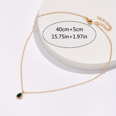 Green Zircon Teardrop Pendant Necklace Women's Accessories Gift