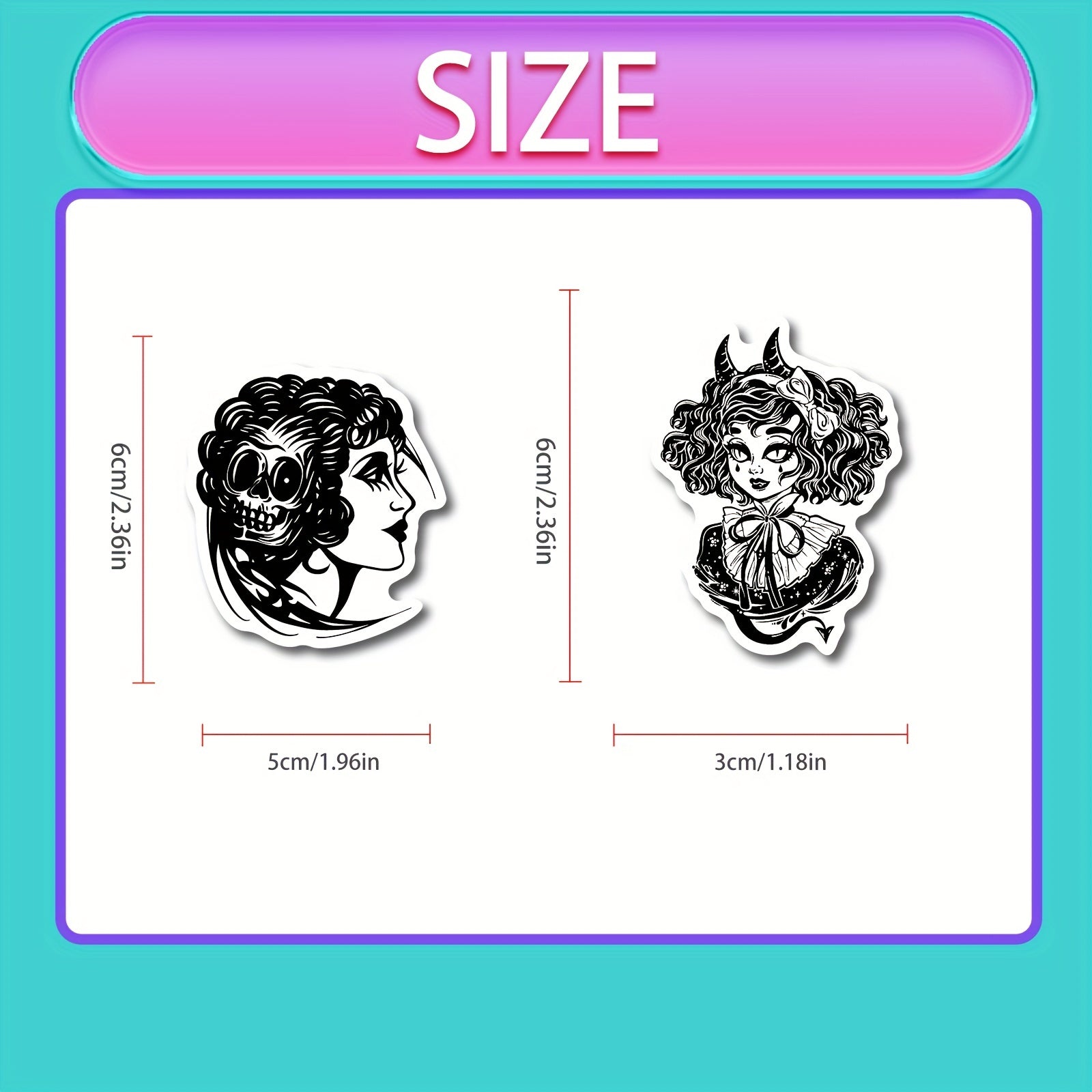 50pcs Gothic Stickers Pack Goth Waterproof Decals for Water Bottle Laptop