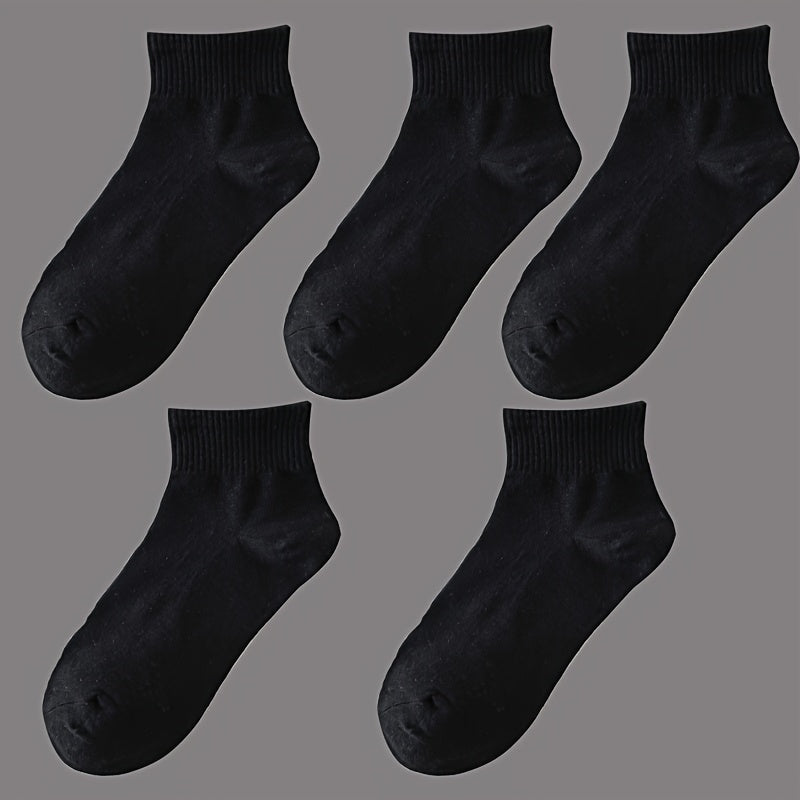 Comfy & Breathable 5 Pairs Solid Socks Women's Stockings & Hosiery
