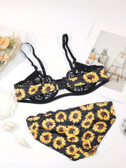 Floral Print Unlined Bra & Panties Set