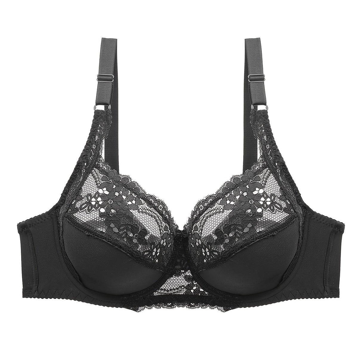  Lace Full Coverage Bra Solid Semi Sheer Sexy Bralette