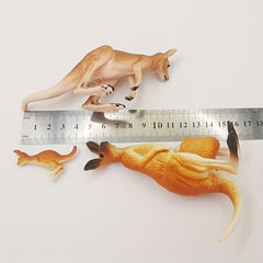 Kangaroo Toy Set Realistic PVC Animal Figures Male & Female with Youngsters