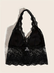 Floral Lace Halter Bra Wireless Lingerie