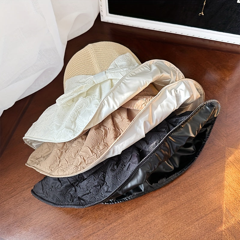 Bowknot Embossed Bucket Hat UV Protection