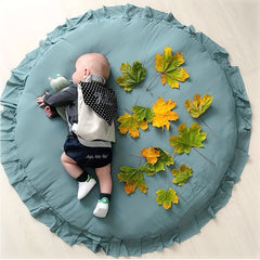 Baby Cotton Play Mat Round Ruffled Cushion Soft Breathable Crawling Pad