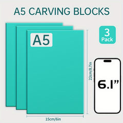 3 Pack Marei's Soft Linoleum Carving Block Linocut Block For Printmaking
