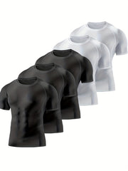 HOPLYNN Men's Compression Shirt Short Sleeve Undershirt for Gym Fitness