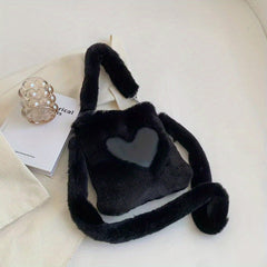 Heart Plush Handbag Fuzzy Shoulder Bag