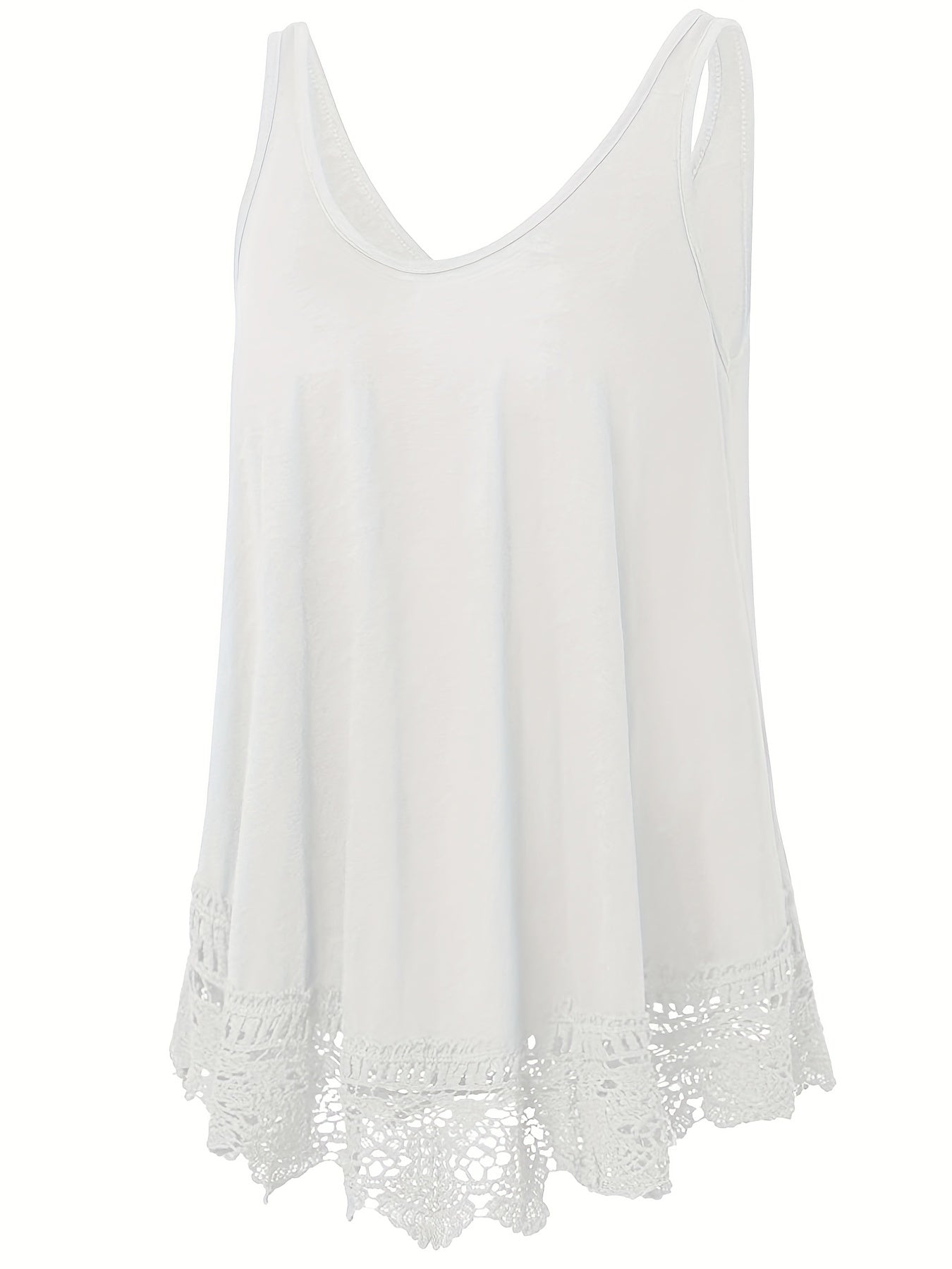  Solid Lace Trim Tank Top