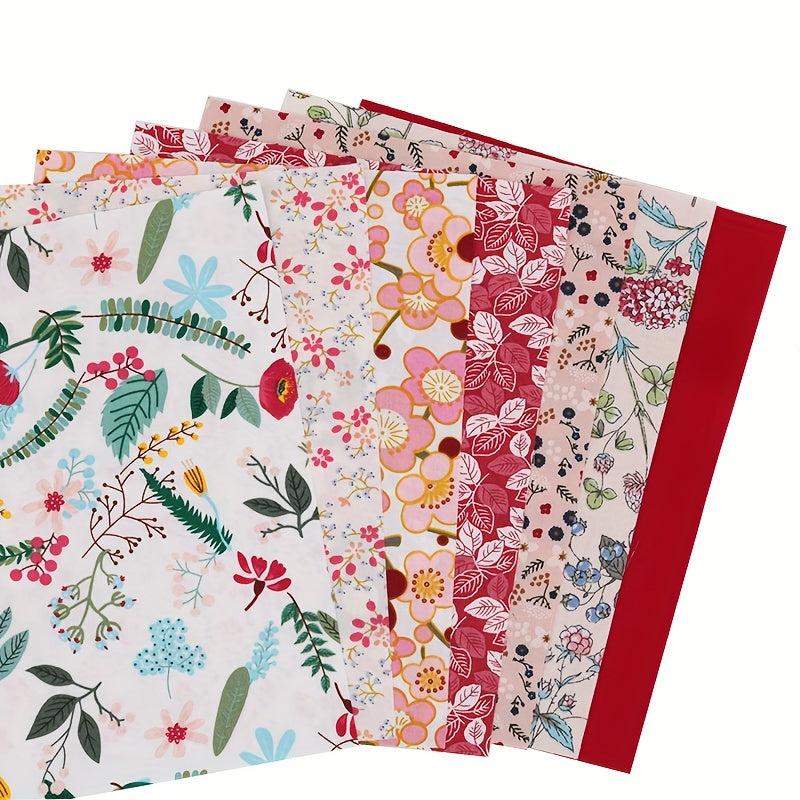 7pcs Red Series 2 Printed Fabric Patchwork Cloth Doll DIY Sewing Quil