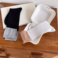 3 Pairs Colorblock Crew Socks Women's Stockings
