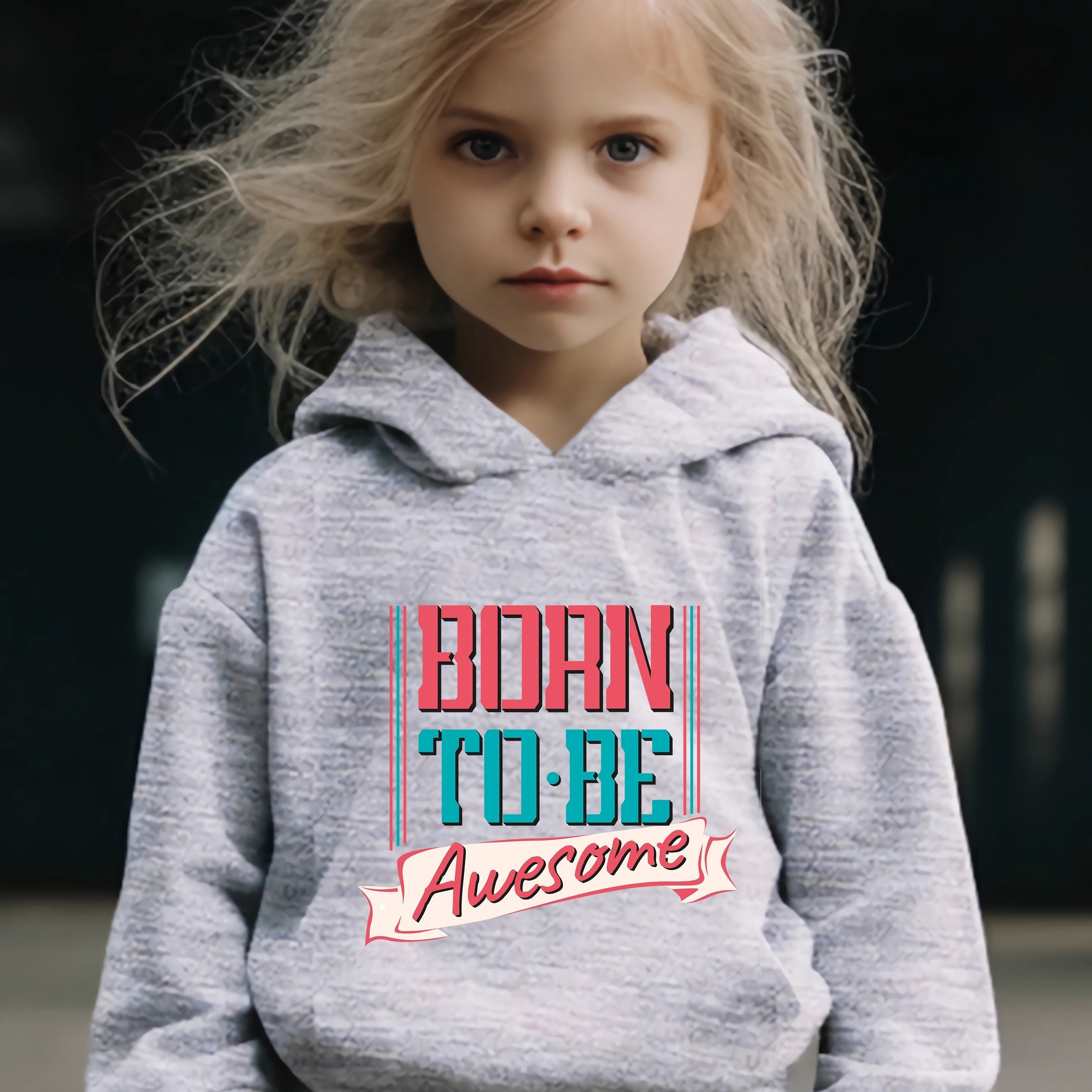 2pcs Girls Hoodies Jogger Pants Set Born To Be Awesome Print Outfits