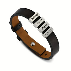 Custom Family Name Stainless Steel Bracelet - Adjustable Gift For Men