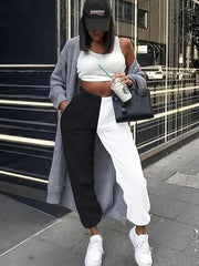  Colorblock High Rise Tapered Leg Trousers