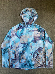 Men's Tie Dye Long Sleeve Hoodie With Mask Sun Protection Fishing Shirt