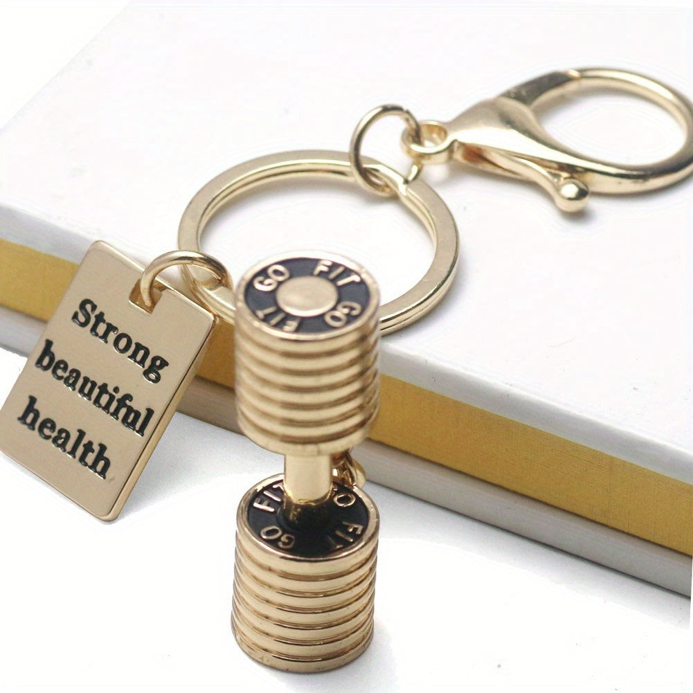 Fitness Dumbbell Keychain Metal Backpack Buckle Sports Key Chain for Men