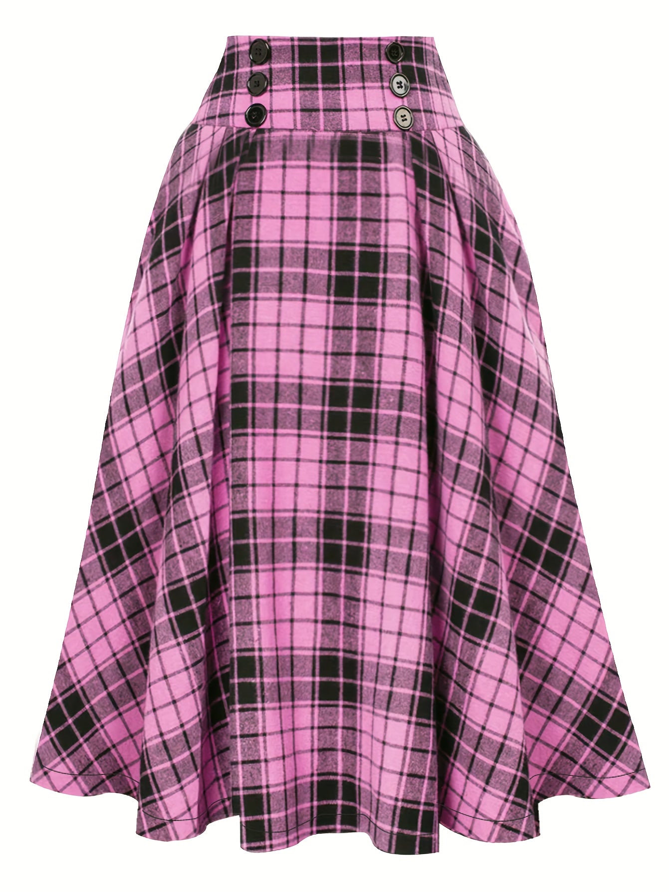  Plaid Print A Line Pleated Skirt