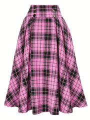  Plaid Print A Line Pleated Skirt